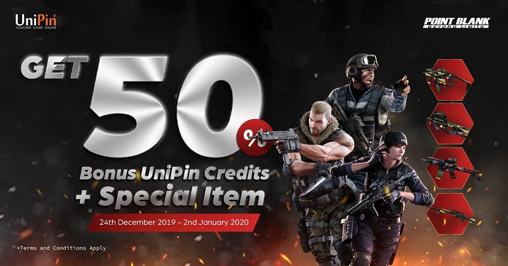 Top Up UniPin Dapat Item Spesial Point Blank dan Cashback, Caranya?