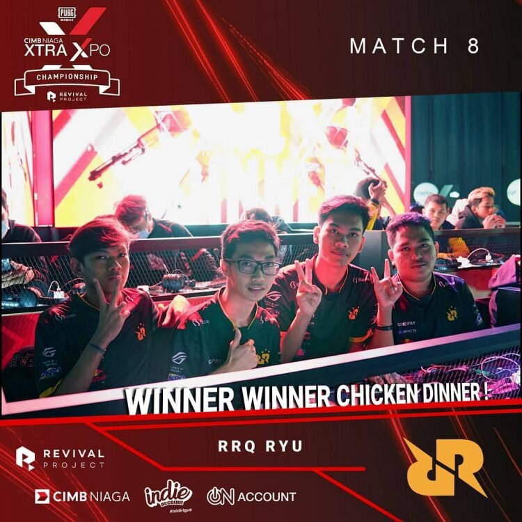 Raih Chicken Dinner 3 Kali, RRQ Ryu Sukses Pemenang CIMB Niaga Xtra Xpo PUBG Mobile Championship