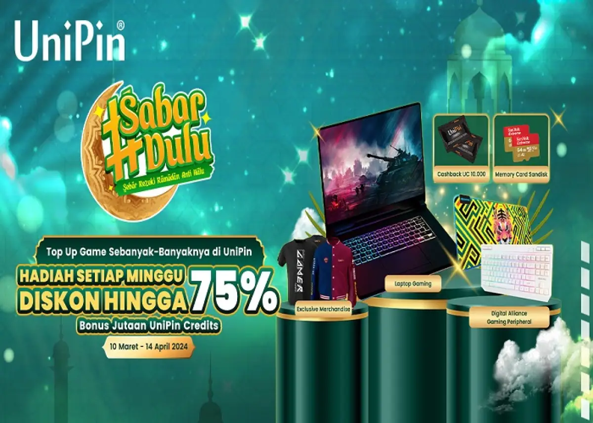 UniPin Tebar Promo Top-up selama Ramadan, Terdapat Grandprize Laptop Gaming dan Emas