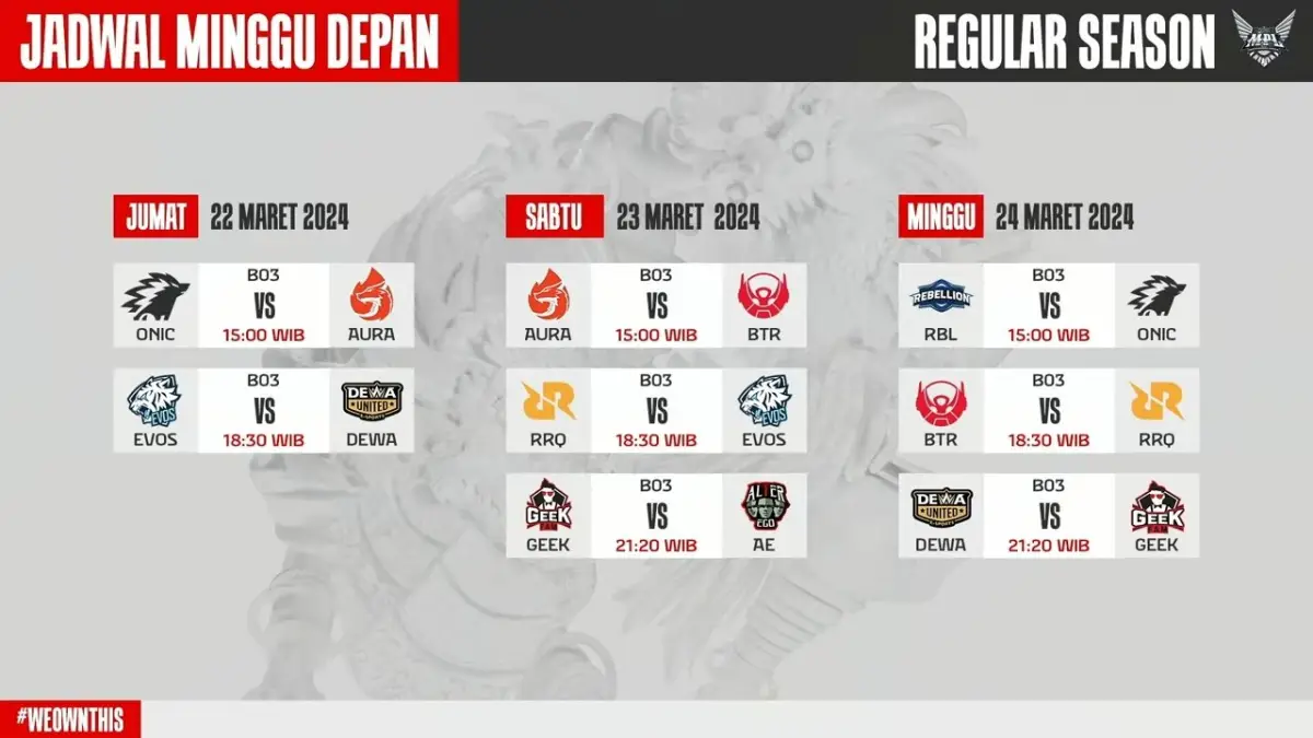 Jadwal Lengkap MPL Indonesia Season 13 Week 3, Yuk Catat dan Jangan Tamat Ketinggalan!